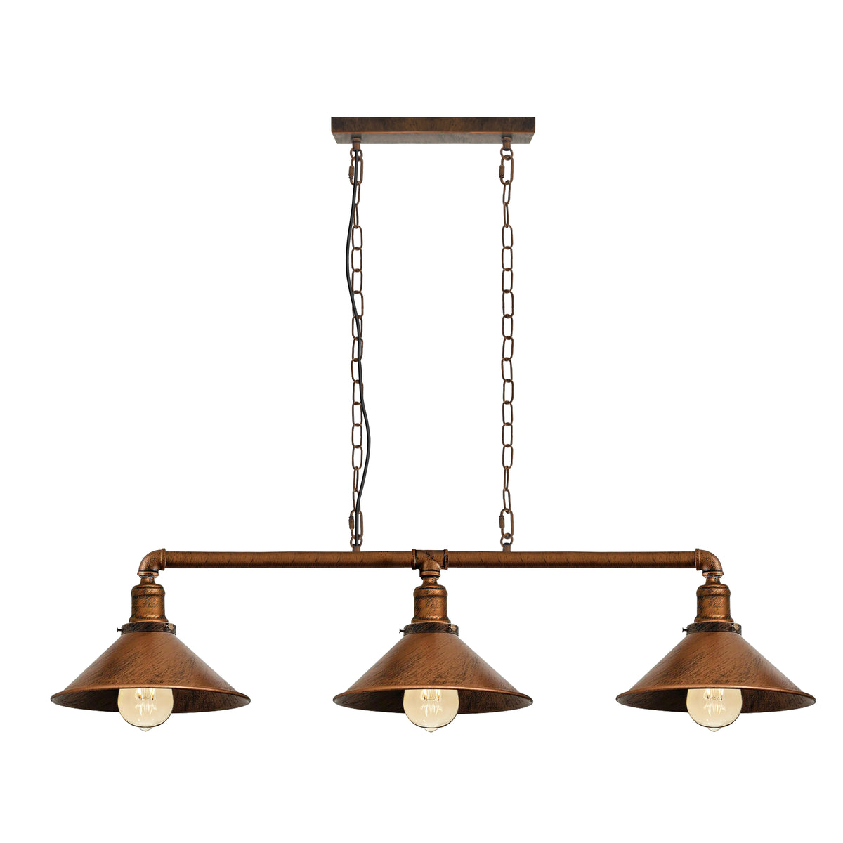 Suspension industrielle Steampunk 3 lampes 