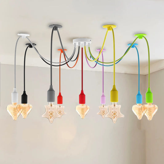 Lampe suspendue à 9 têtes en forme d'araignée, plusieurs couleurs, crochet flexible Swag ~ 4667