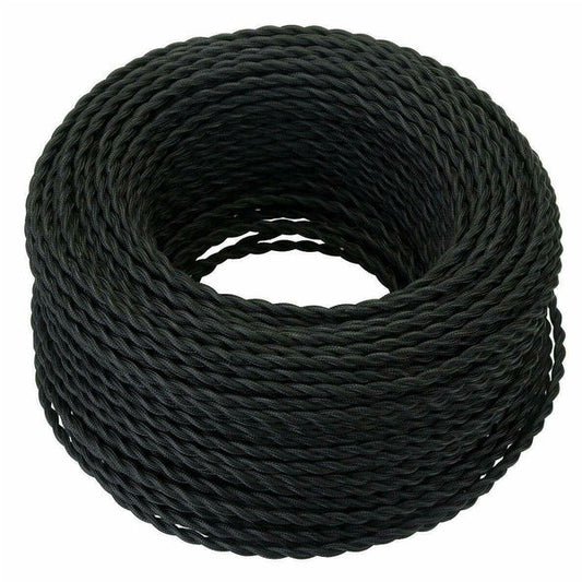 Câble 5M tissu électrique torsadé 2 cœurs noir-1769