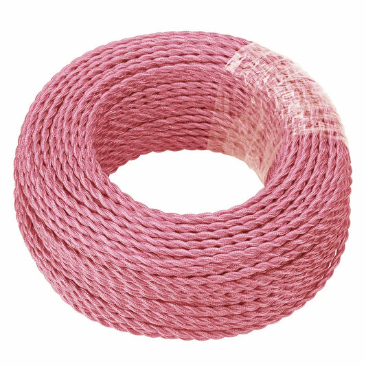 Câble électrique décoratif en tissu tressé à 2 fils de style vintage - Rose brillant ~2343