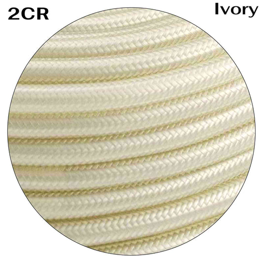 LEDSone Câble Électrique Rond en Tissu Ivoire 2x0.75mm pour Luminaire ~2208