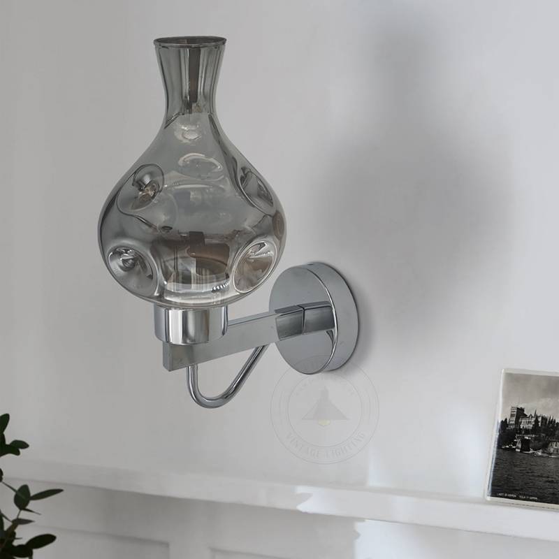 chrome plating smoked glass wall light