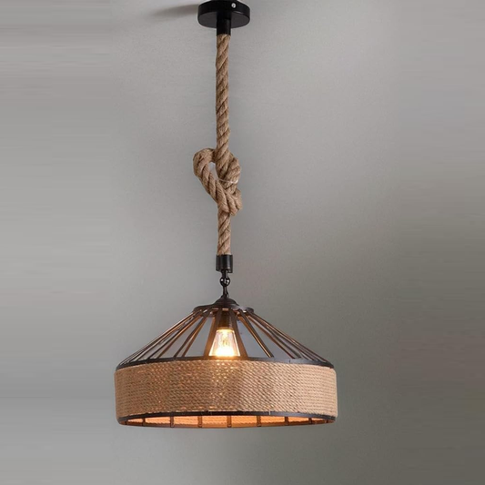 Chanvre corde lampe plafond pendentif lumière ombre Vintage cuisine luminaires ~ 5070