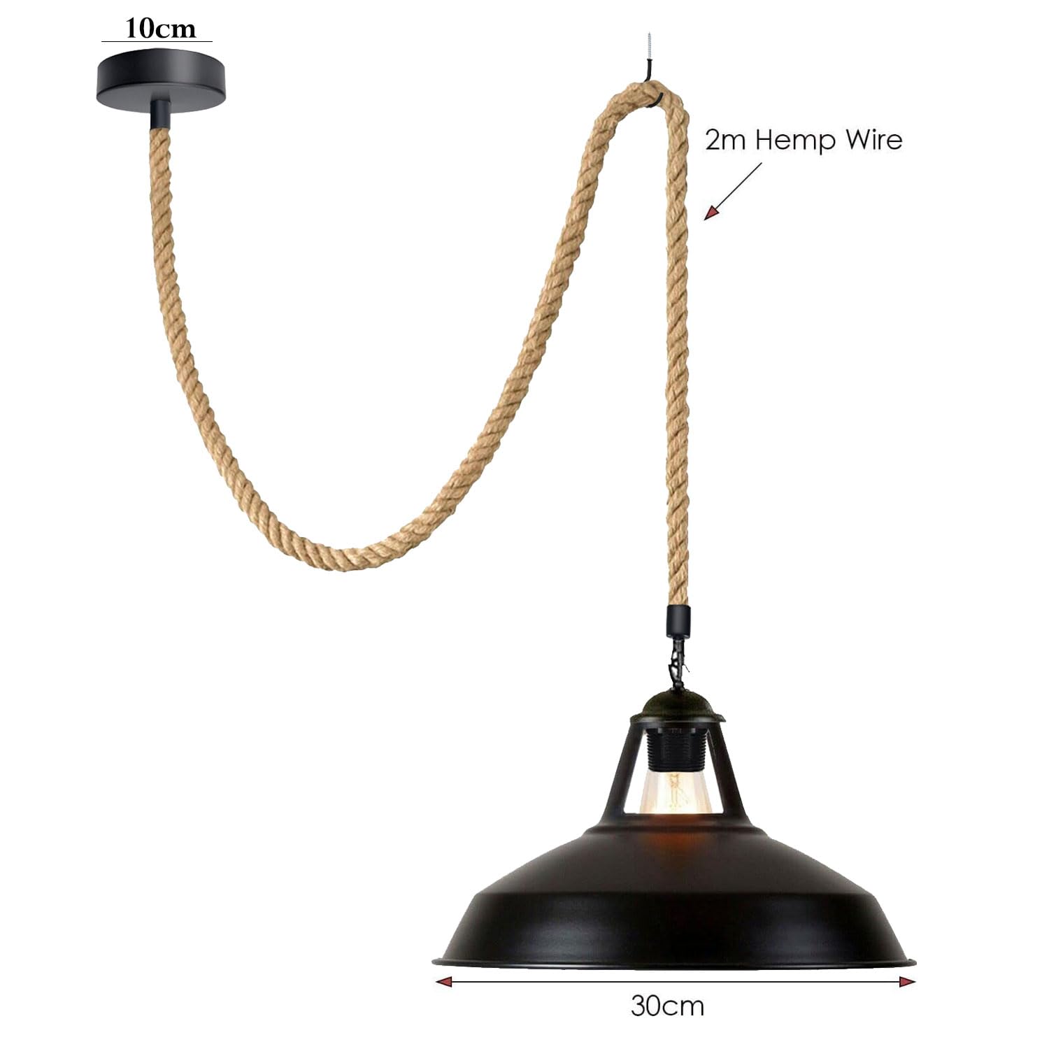 lustre industriel corde naturelle salon