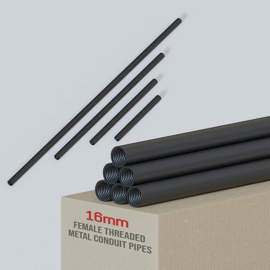 Tuyau de conduit rond sans soudure acier noir diamètre 16 mm filetage femelle ~ 5616
