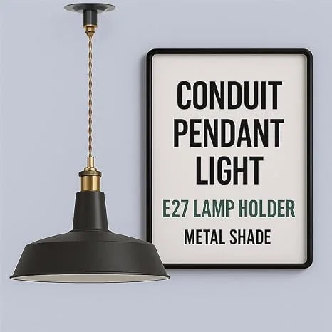 LEDSone Kit Suspension E27 Noir en Métal Industriel DIY -5647