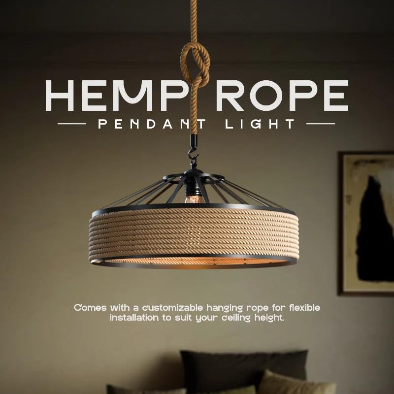 Suspension Rustique en Corde de Chanvre E27
