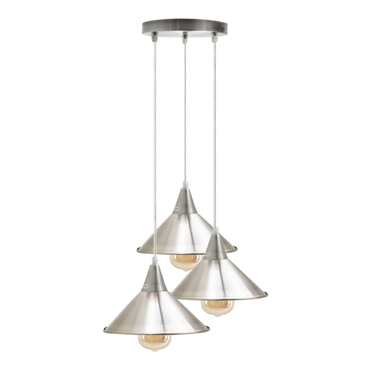 Plafonnier Industriel Chromé 3 Têtes E27 Style Loft