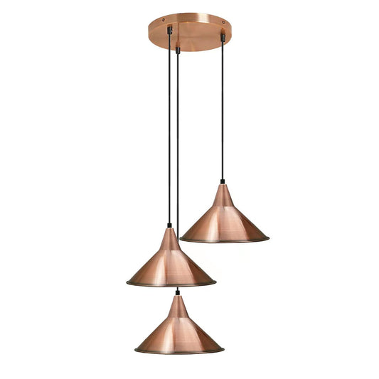 Plafonnier Industriel 3 Têtes Cuivre - Suspension Triple E27 Style Loft ~2063