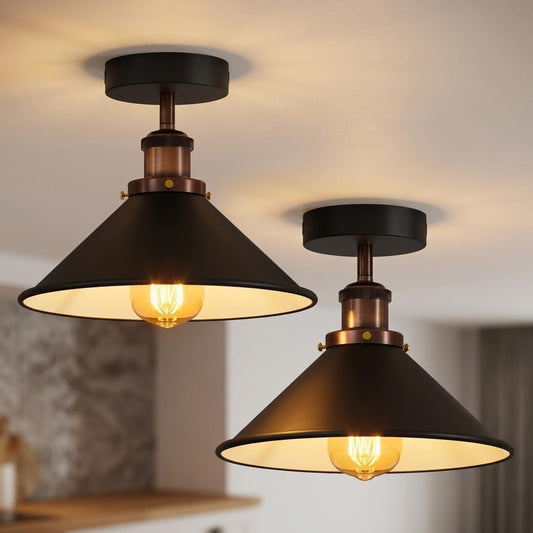 Lot de 2 plafonniers de style industriel, lustres rétro en métal, suspensions LED, plafonniers de haute qualité