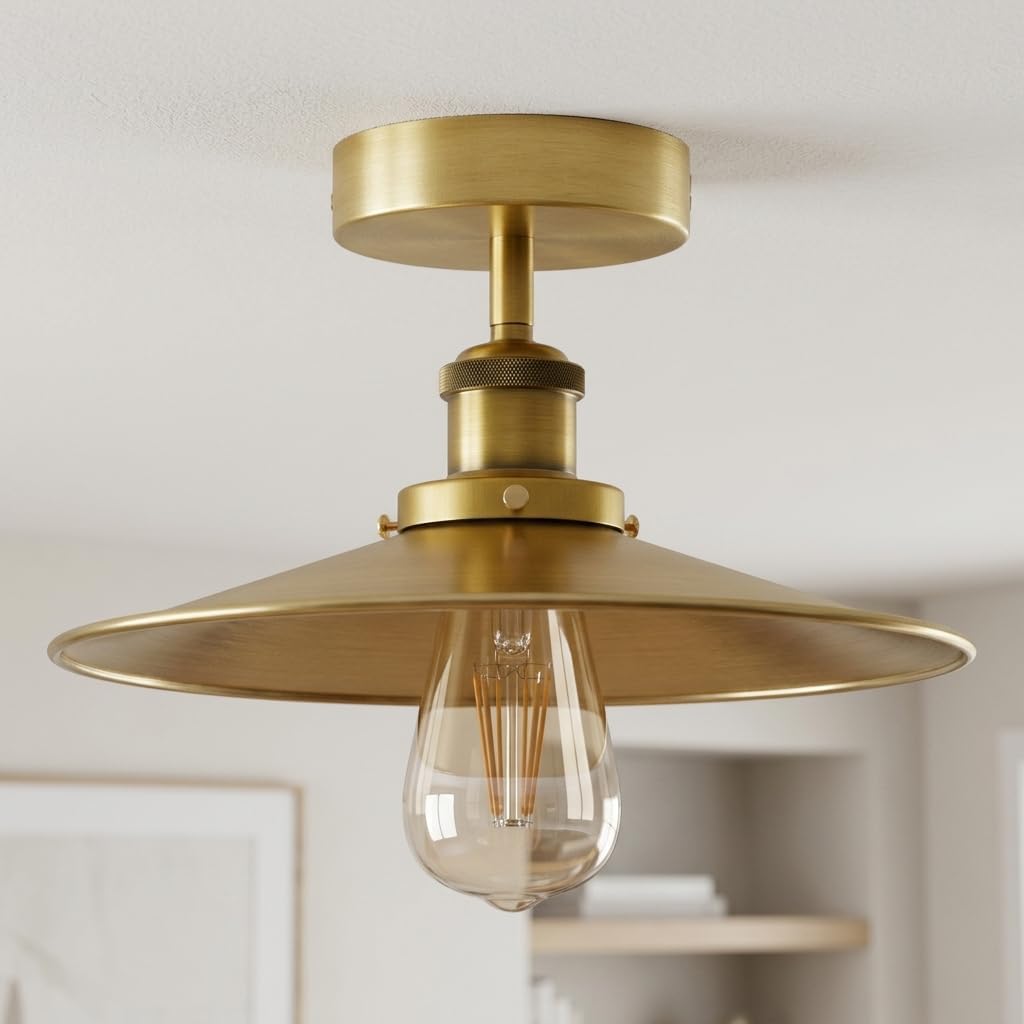 Plafonnier industriel vintage avec abat‑jour métal E27, luminaire rétro bistrot pour salon, cuisine ou bar, LEDsone France