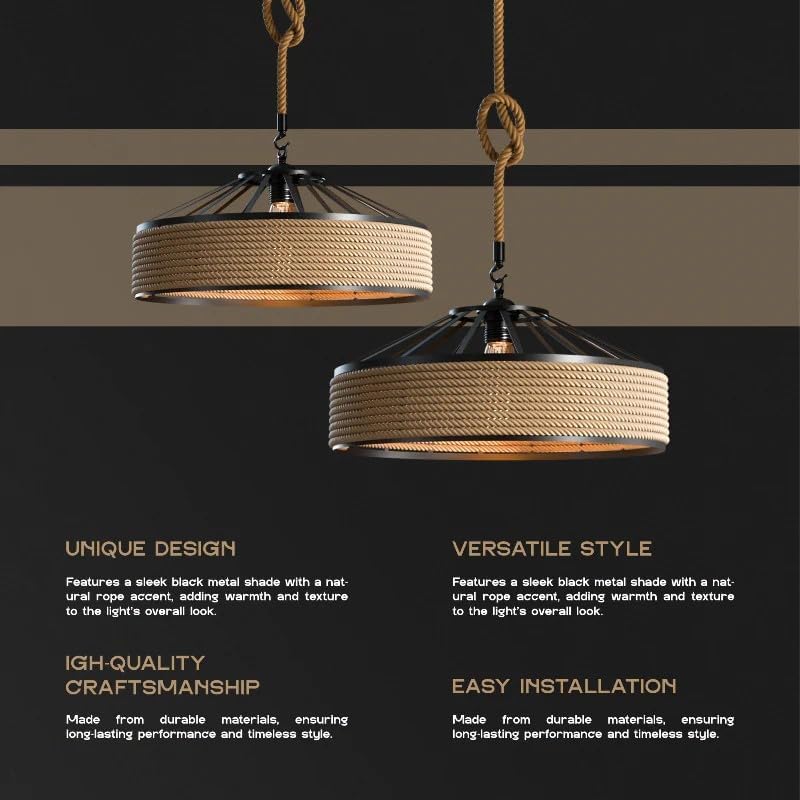 Suspension Rustique en Corde de Chanvre E27