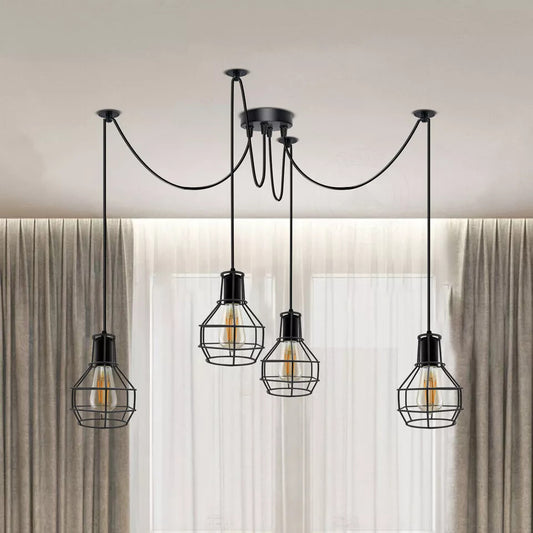 Lustre araignée 1-8 têtes à faire soi-même multi suspension plafonnier loft luminaire E27 ~1639