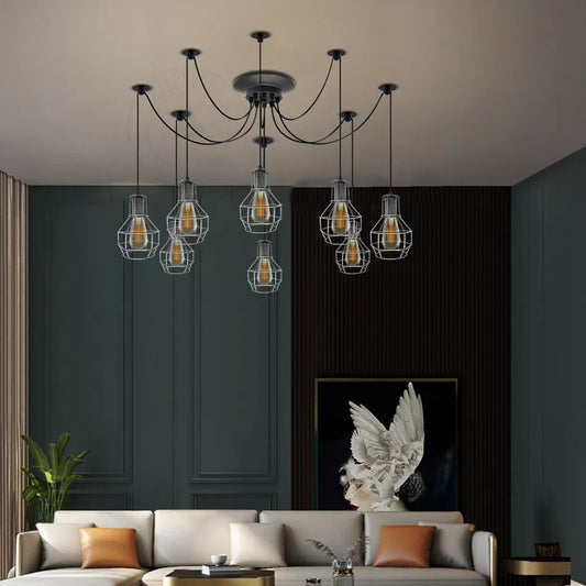Lustre araignée 1-8 têtes à faire soi-même multi suspension plafonnier loft luminaire E27 ~1639