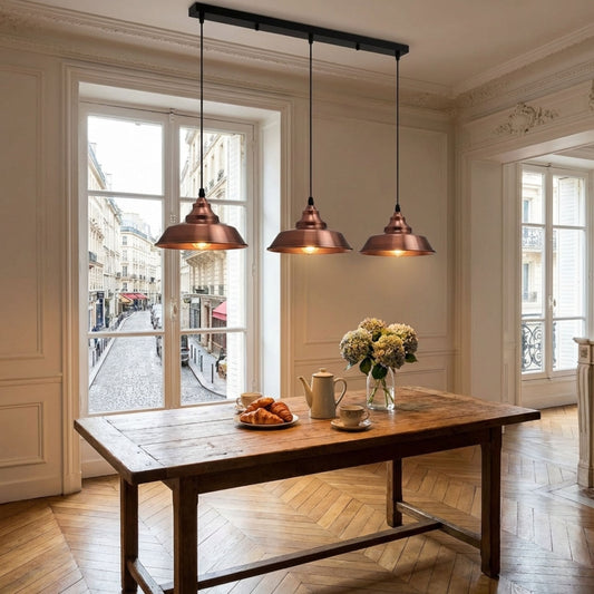 Ledsone Suspension Industrielle 3 Têtes - Lustre Métal Plafonnier Vintage ~1996