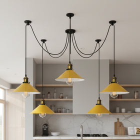 LEDSone Suspension Araignée Industrielle 5 Voies - Abat-jours Cônes ~ 5126