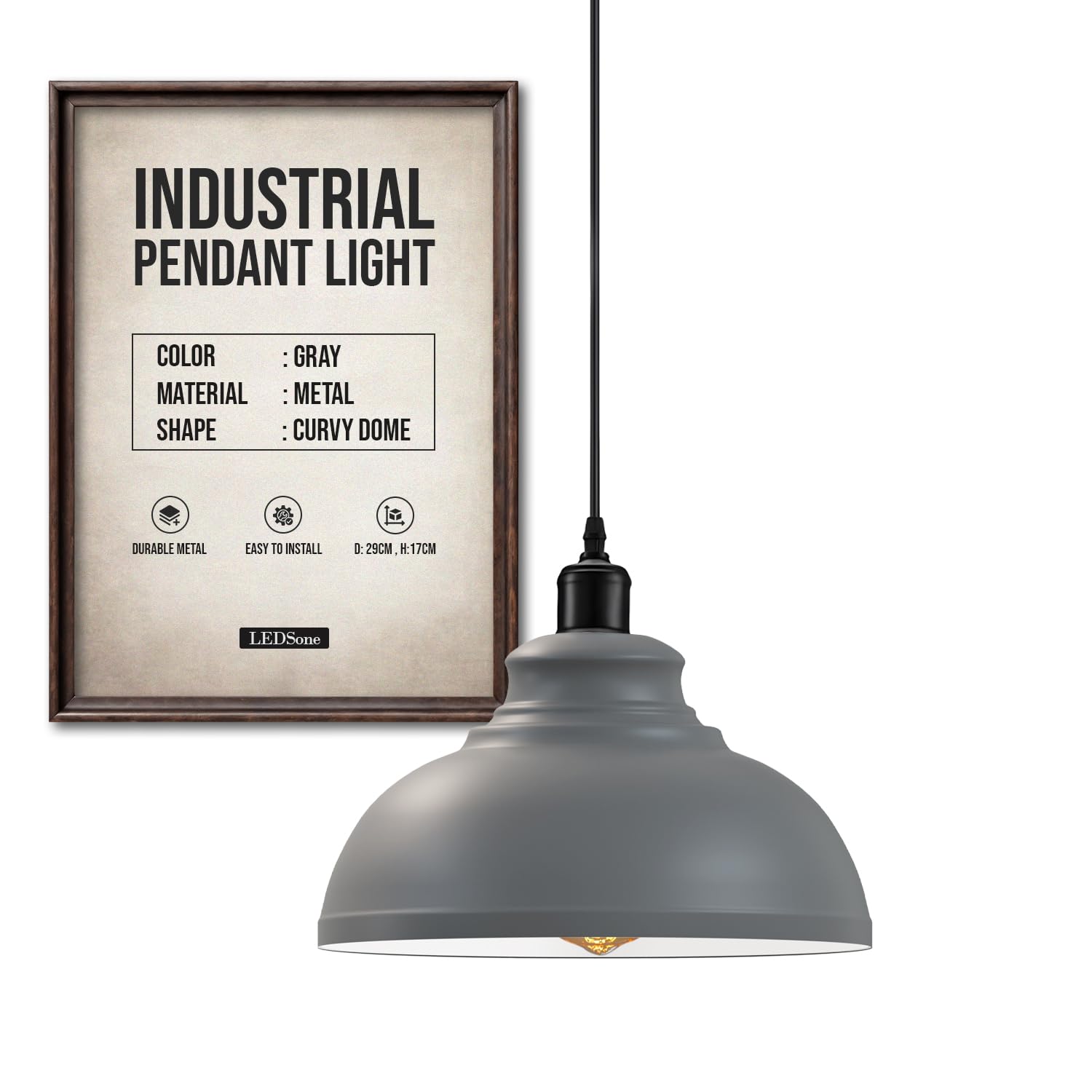 Suspension industrielle rétro LEDSone – Lustre vintage métal 