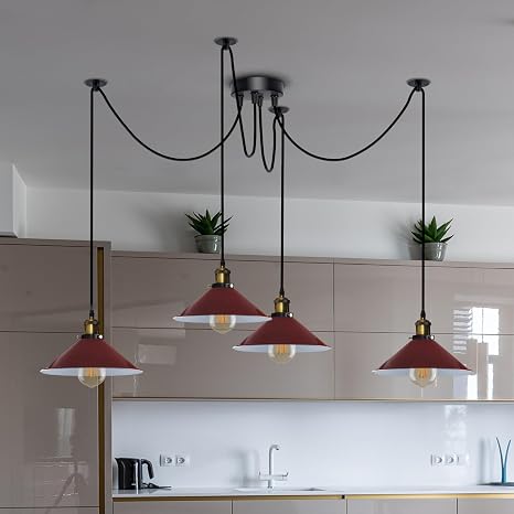 Suspension araignée 4 têtes en métal – Design industriel ~2038