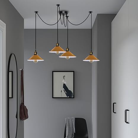 Suspension araignée 4 têtes en métal – Design industriel ~2038