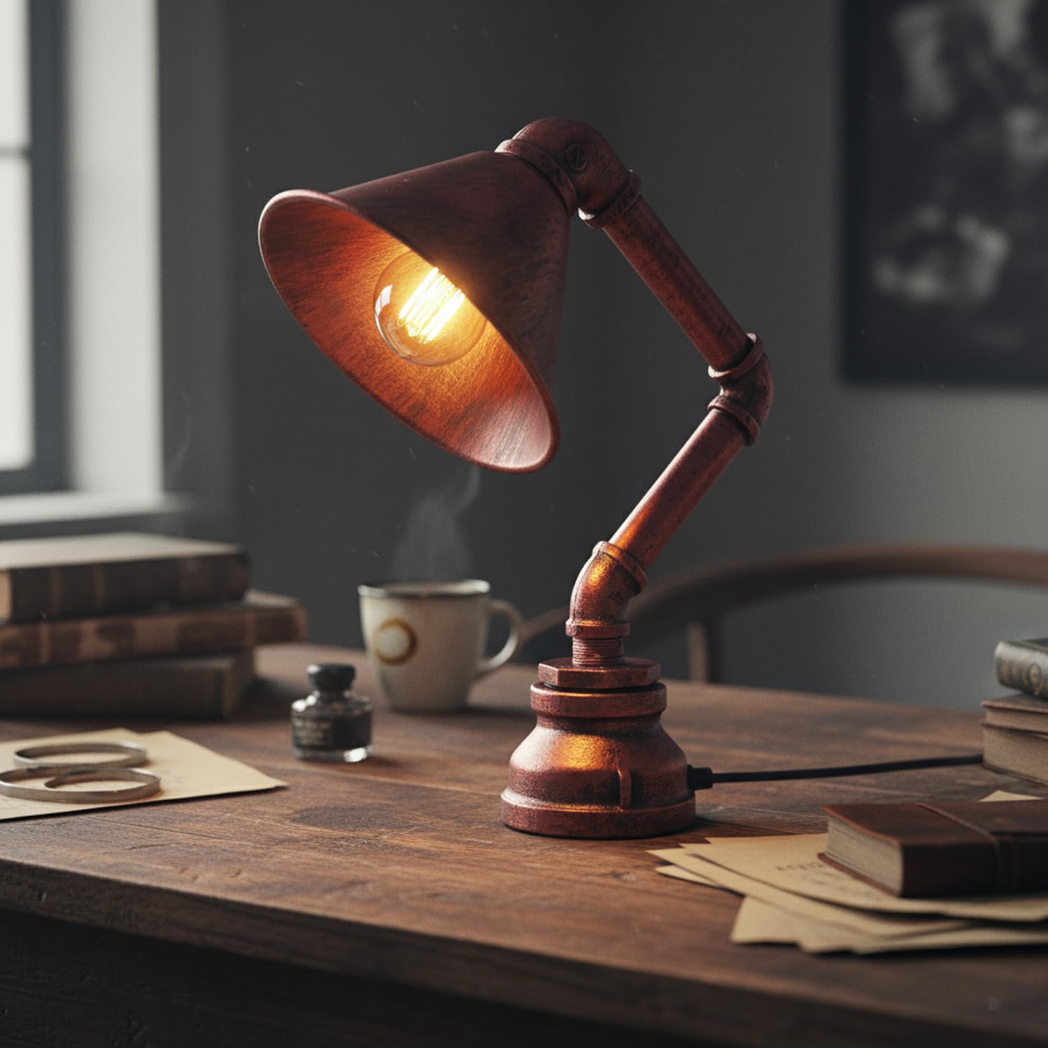 e27 lamp with table steampunk