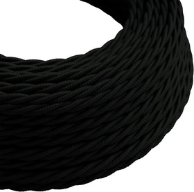 Câble électrique torsadé 2 cœurs recouvert d'un tissu couleur noir 1m - 0,75 mm ~3241
