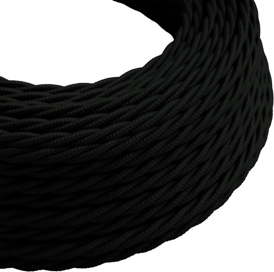 Câble électrique torsadé 2 cœurs recouvert d'un tissu couleur noir 1m - 0,75 mm ~3241