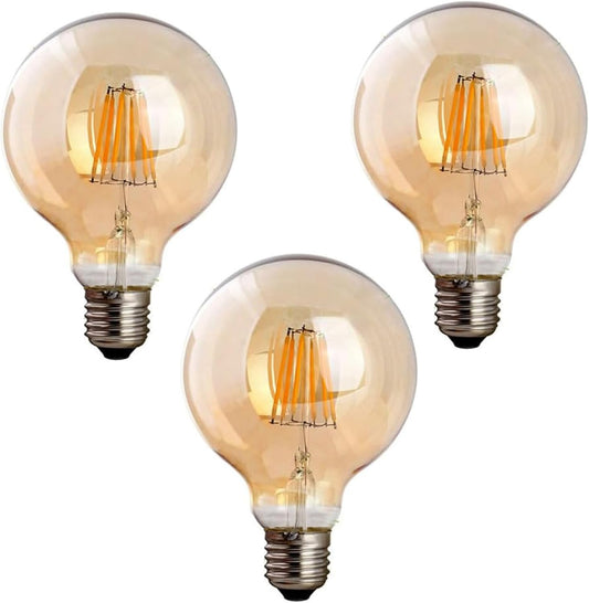 Ampoule LED Edison à filament vintage G95 ambrée E27 | Blanc chaud à intensité variable Lot de 3~1656