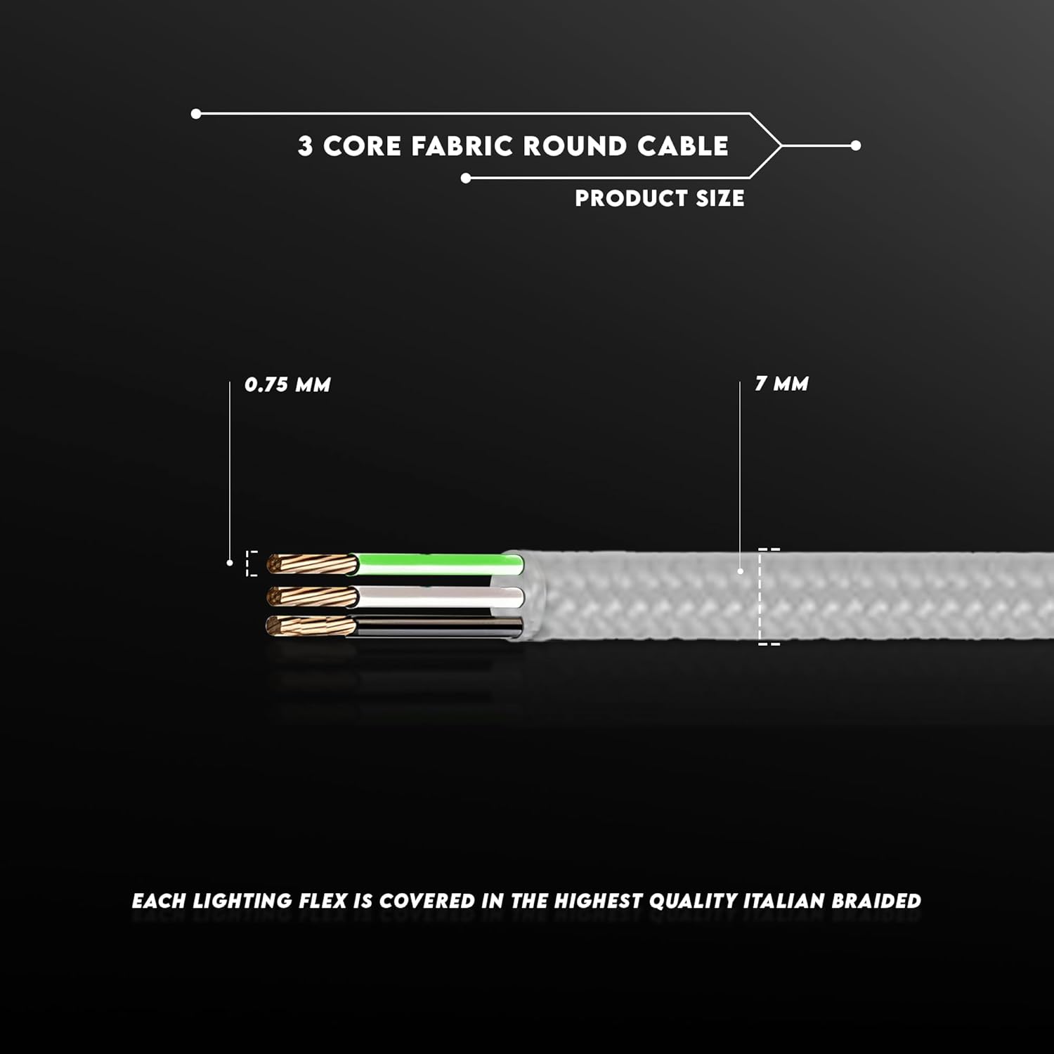  câble textile en tissu de chanvre à 3 conducteurs. 
