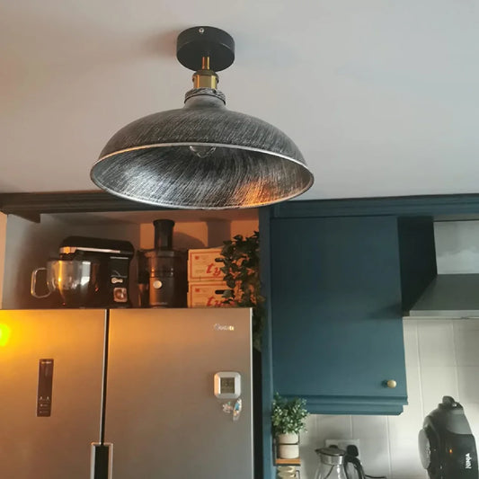 LEDSone Plafonnier Industriel Semi-Encastré Métal 36cm Luminaire Vintage E27 - Cuisine et Salon ~1735
