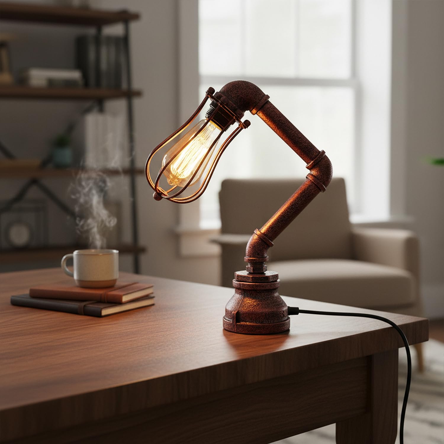 e27 lamp with table steampunk