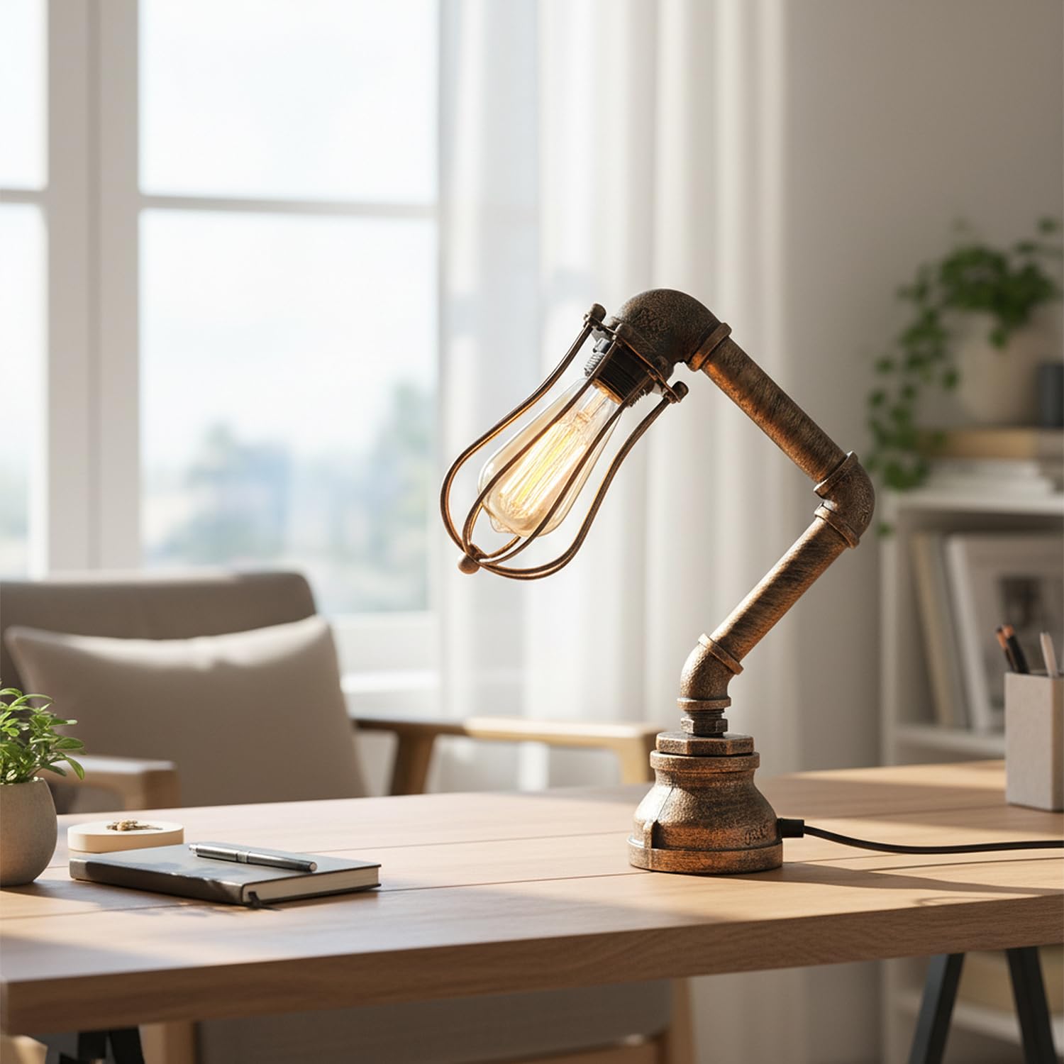 e27 lamp with table steampunk