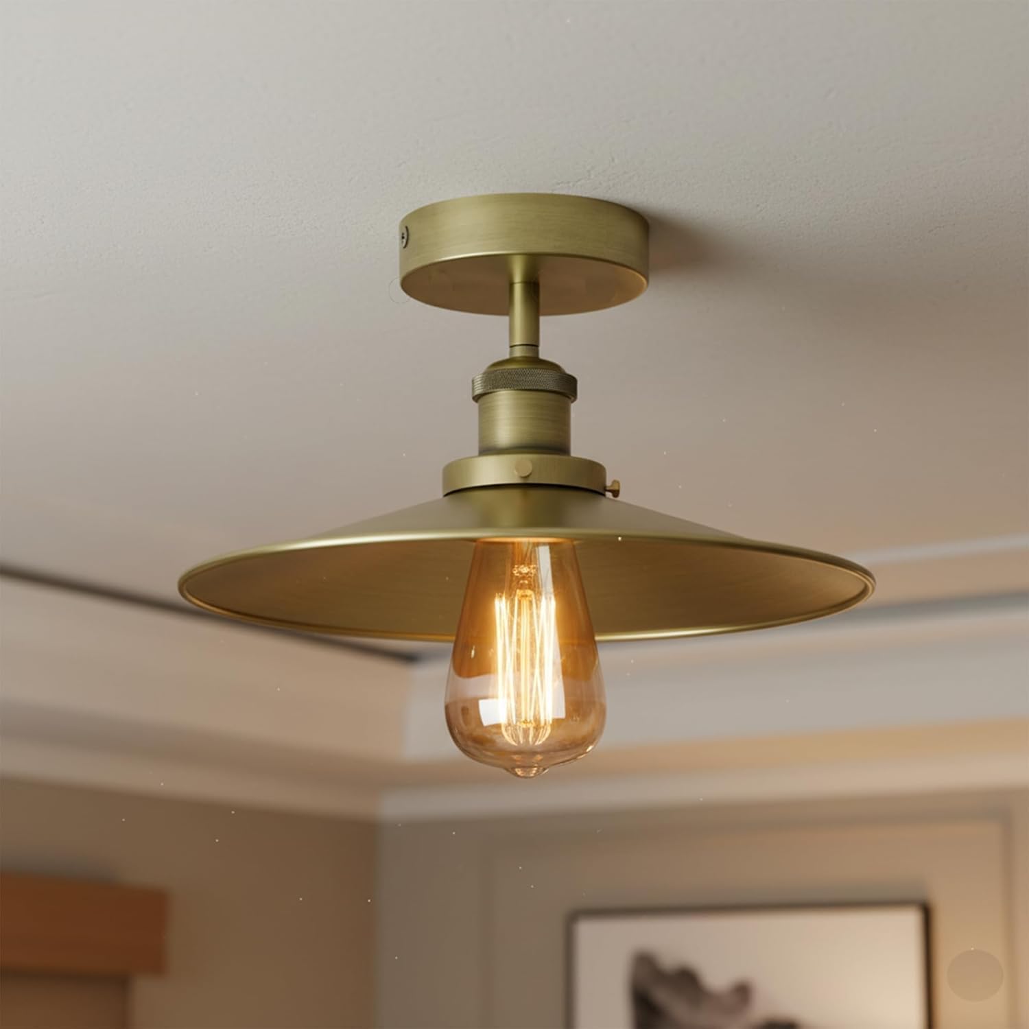 Plafonnier industriel vintage avec abat‑jour métal E27, luminaire rétro bistrot pour salon, cuisine ou bar, LEDsone France