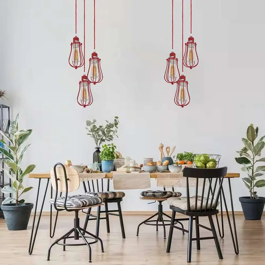 Red ceiling pendant lights 3 light