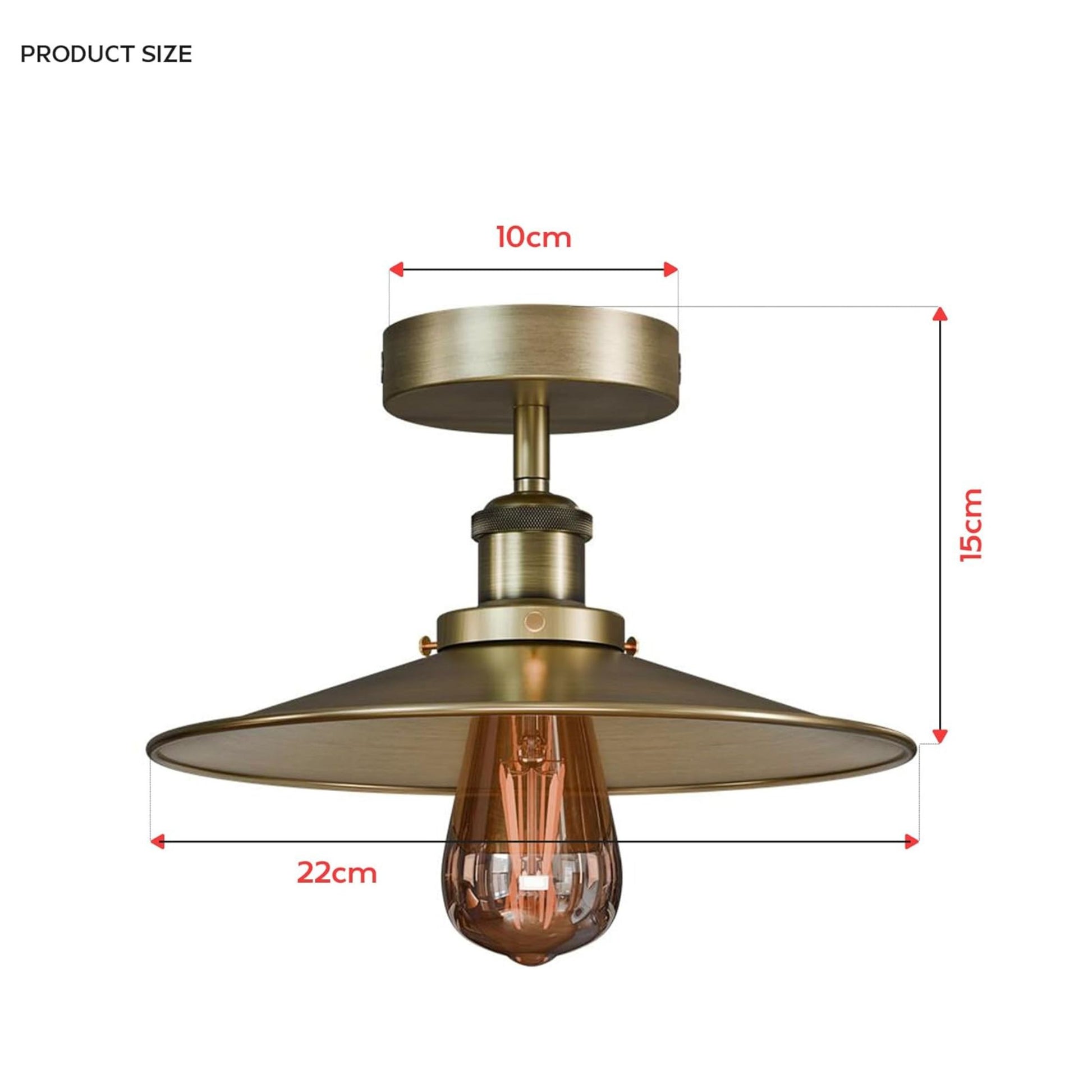 Plafonnier industriel vintage avec abat‑jour métal E27, luminaire rétro bistrot pour salon, cuisine ou bar, LEDsone France
