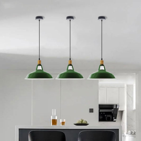 Lot de 3 suspensions vintage industrielles plafonnier ~1989