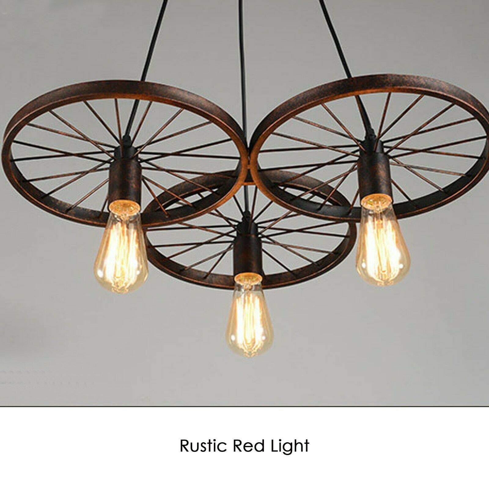 Lustre Industriel Vintage 3 Lumières Cage(Rustic Red)