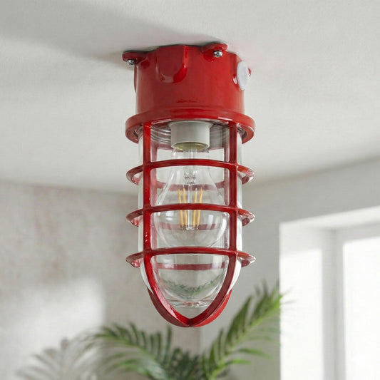 Plafonnier compact 23 cm en métal et verre pour plafond bas
