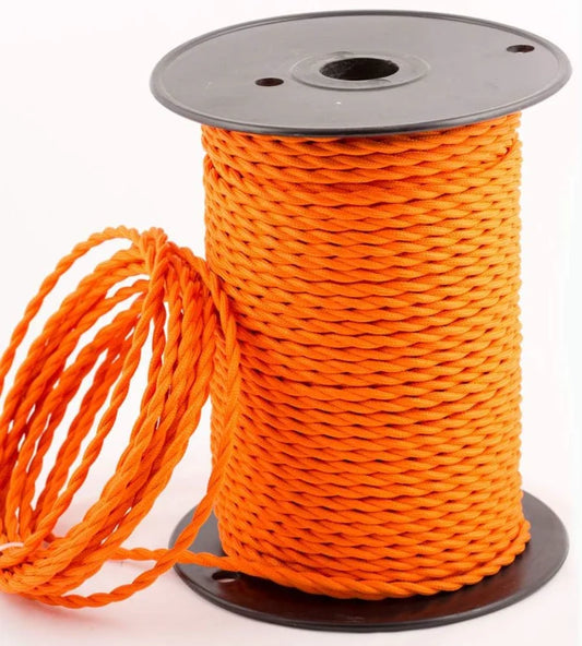 LEDSone Câble d'éclairage flexible vintage à 2 fils en tissu tressé - Orange ~2351