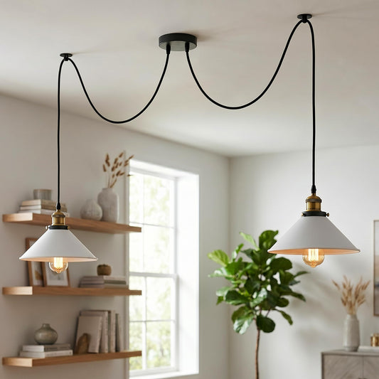 LEDSone Lampe Suspension industrielle double E27 réglable ~2300