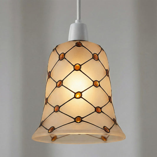 Abat-jour E27 en verre pressé pour suspension cuisine.