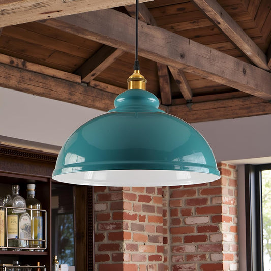 LEDSone Abat Jour Plafond Industriel Dôme Métal Bleu Cyan ~2155