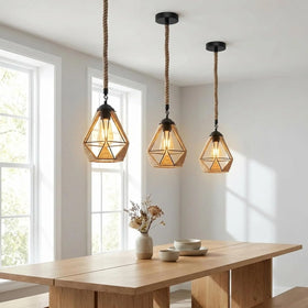 LEDSone Suspension industrielle loft rétro vintage corde chanvre ~1548