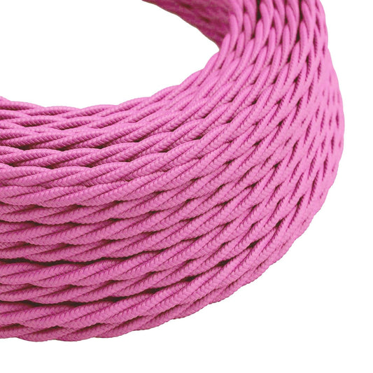 Câble tissu électrique vintage 1m/ 5m/ 10m 3 noyaux torsadé bébé rose 0,75mm ~ 4811