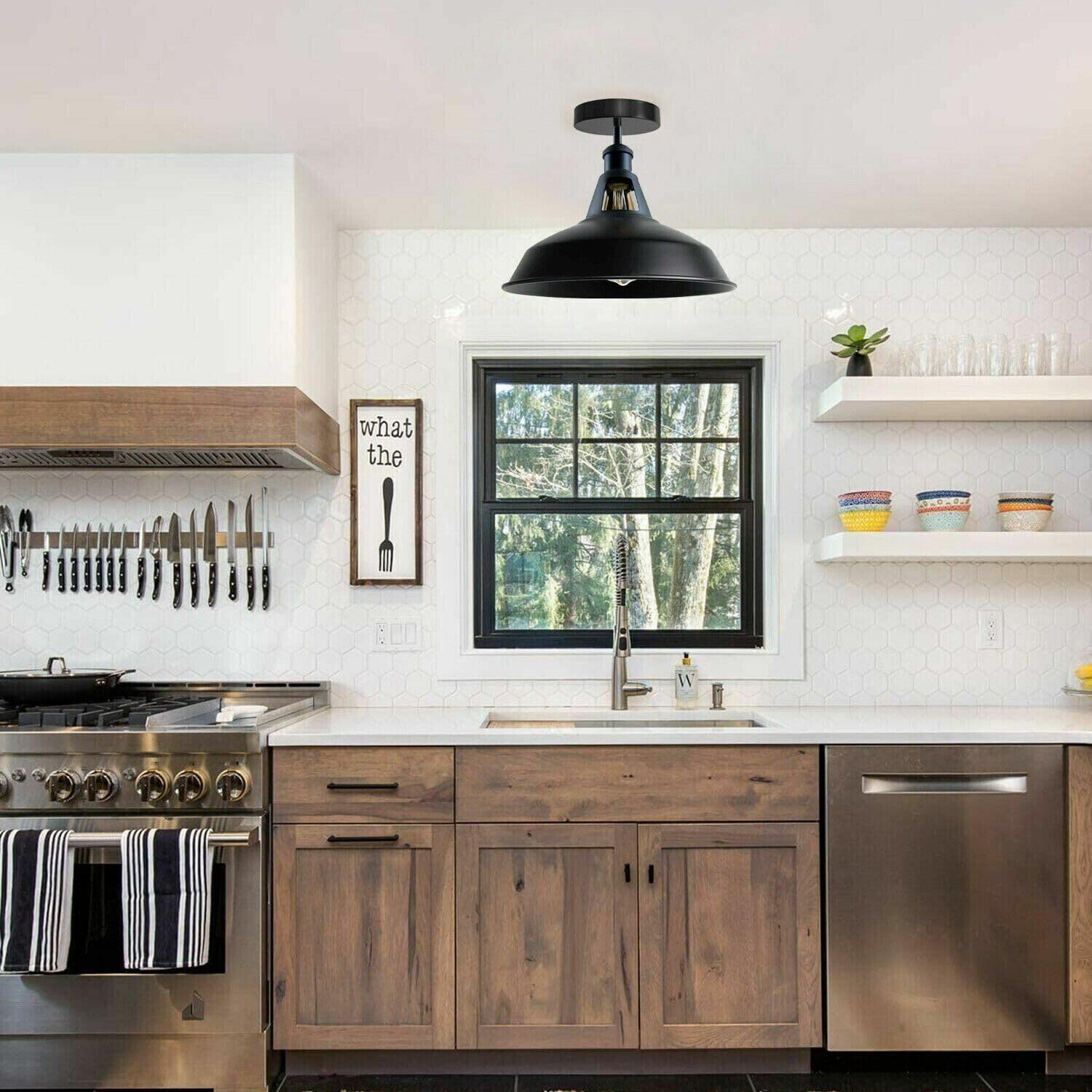 Luminaire dôme courbé style rétro vintage pour cuisine