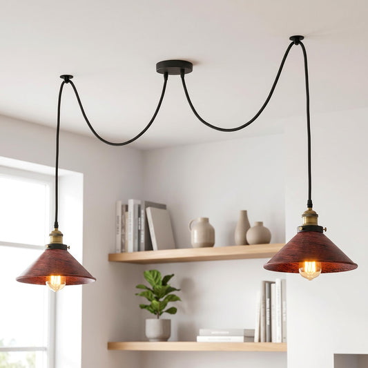 LEDSone Lampe Suspension industrielle double E27 réglable ~2300