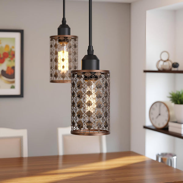 Abat-jour tambour en cuivre brossé style rétro ajustement facile cage lumineuse en métal