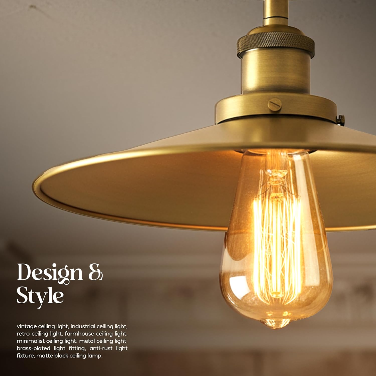 Plafonnier industriel vintage avec abat‑jour métal E27, luminaire rétro bistrot pour salon, cuisine ou bar, LEDsone France