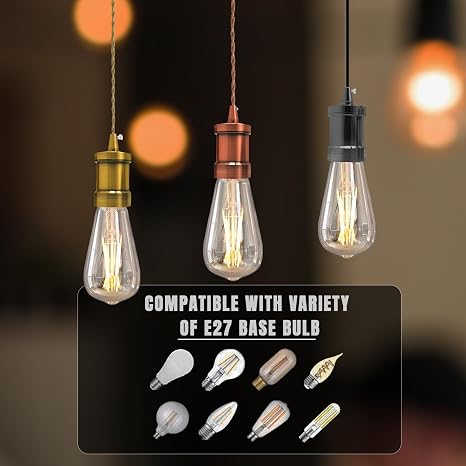 Douille E27 en Métal Vintage – Support Ampoule avec Bague ~2285