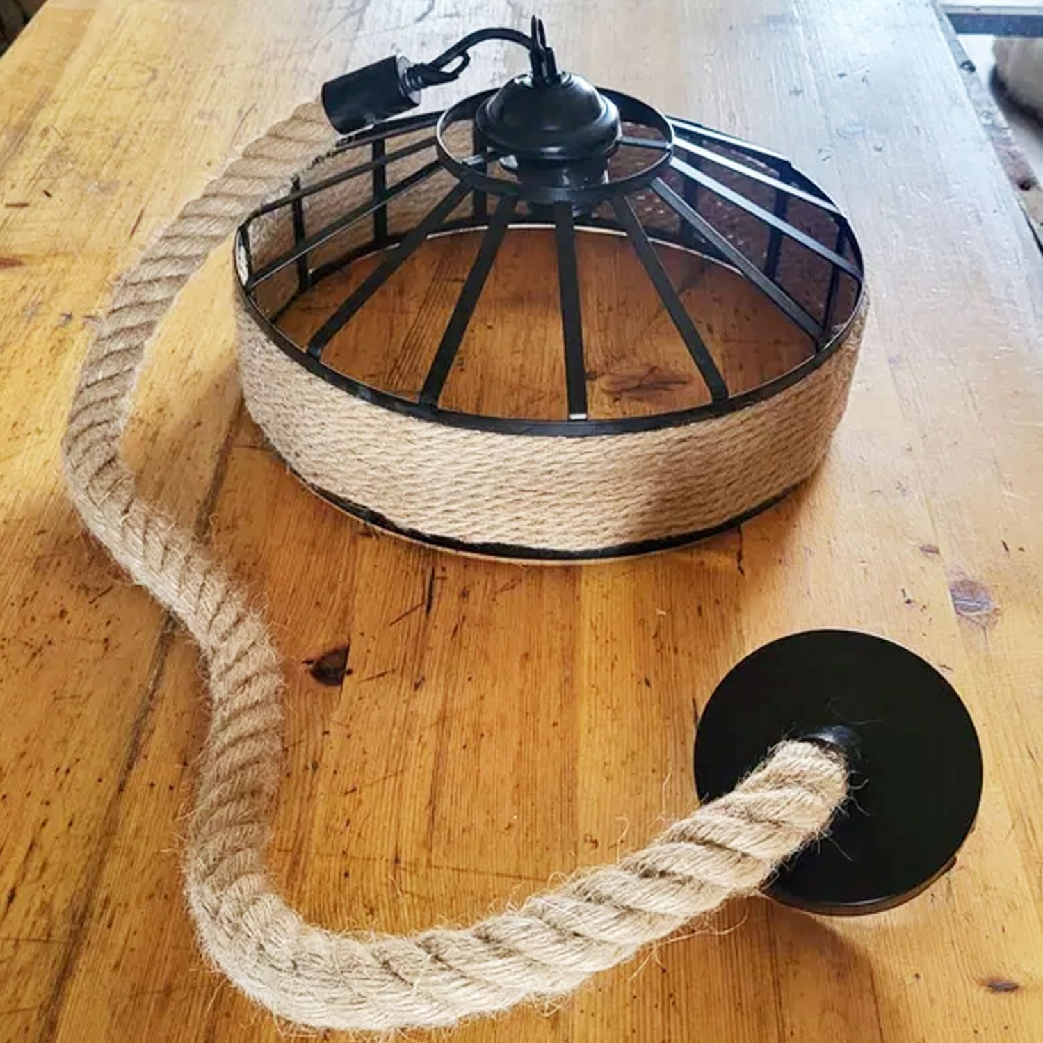 Suspension Rustique en Corde de Chanvre E27