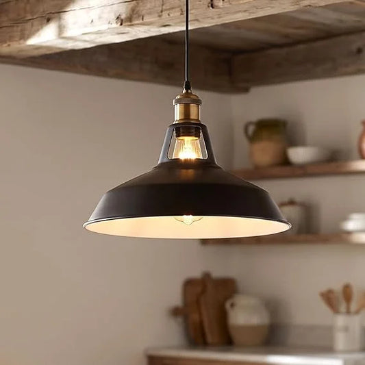 LEDSone Abat-jour Industriel Métal 30 cm – Style Rétro Vintage Grange – Suspension Plafond ~1523
